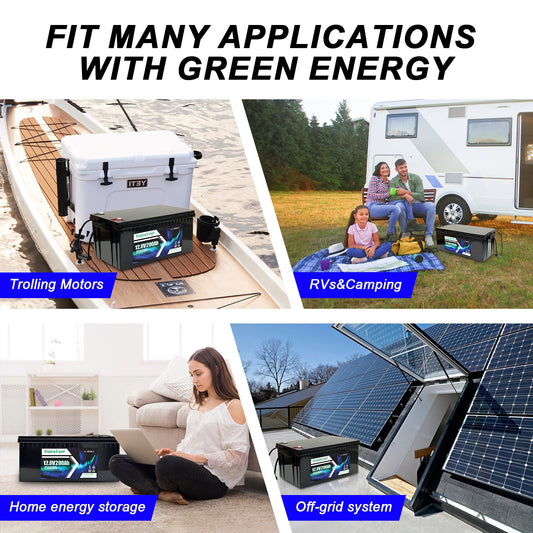 12V 200Ah LiFePO4 Batteryfor RV, Camping, Solar Energy, Marine, Trolling Motor - EnjoyCool