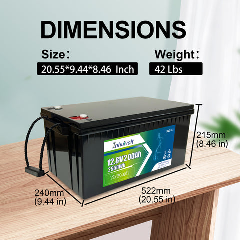 12V 200Ah LiFePO4-Batterie, für Wohnmobil, Solarenergie, Trolling-Motor, Off Grid 