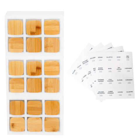 Glass Spice Jars with Bamboo Airtight Lids & Labels - 8oz Square Small Empty Food Storage Containers for Kitchen, Seasonings, Herbs, Salt