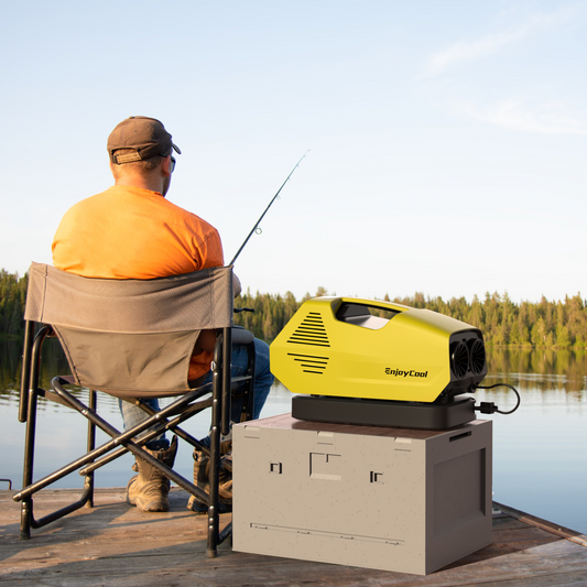 Portable Air Conditioner - Pre-owned Portable AC for Camping, 240W Low Power Consumption Portable AC for Car, Tent, RV, Truck, Outdoor (Yellow)