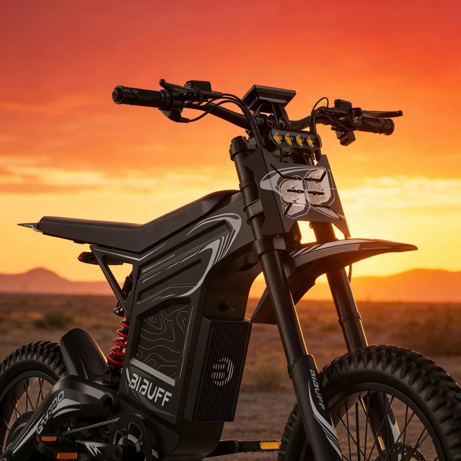 BIBUFF GT600 Adult Electric Dirt Bike,72V 30Ah Removable Battery,7500W Peak Motor,50MPH,60‑Mile Range,3‑Speed Modes,Full Suspension & Hydraulic Disc Brakes,Off‑Road Electric Motorcycle (Matte Black) - EnjoyCool