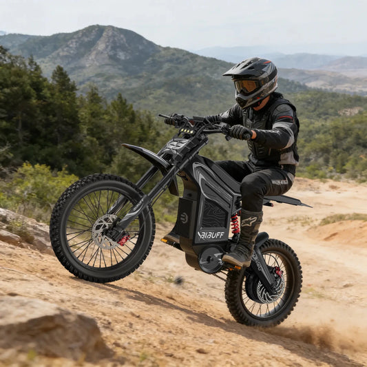 BIBUFF GT600 Adult Electric Dirt Bike,72V 30Ah Removable Battery,7500W Peak Motor,50MPH,60‑Mile Range,3‑Speed Modes,Full Suspension & Hydraulic Disc Brakes,Off‑Road Electric Motorcycle (Matte Black) - EnjoyCool