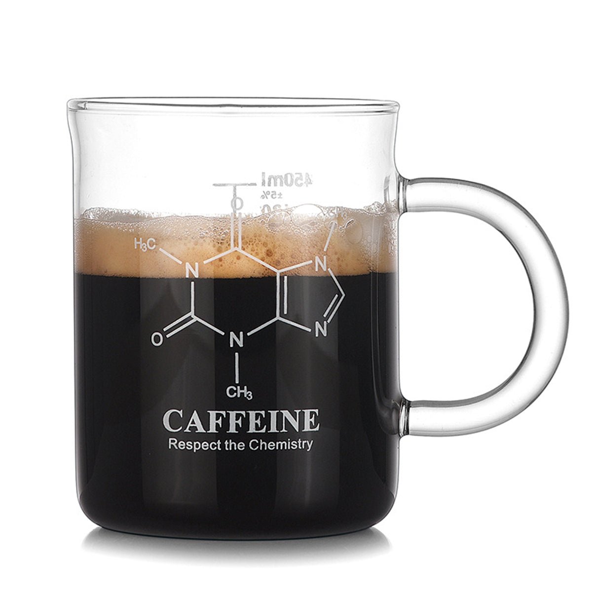 Caffeine Beaker Mug, Chemistry Coffee Mug 15.22 oz Borosilicate Glass, Measuring Graduated Beaker (450ml) - EnjoyCool