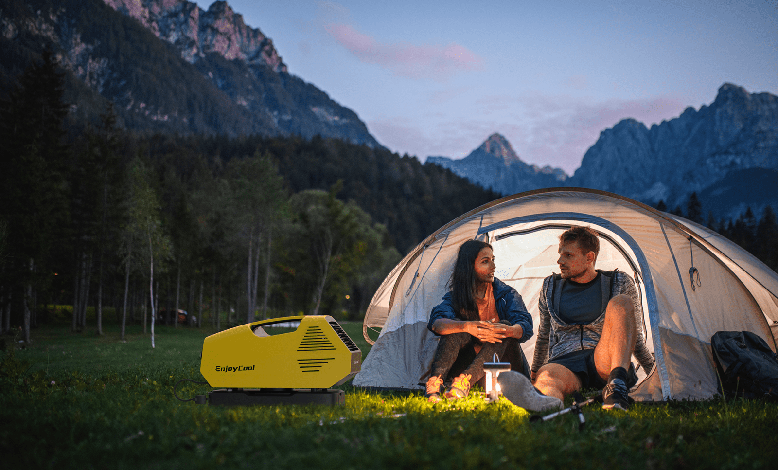 Portable Air Conditioner - Pre-owned Portable AC for Camping, 240W Low Power Consumption Portable AC for Car, Tent, RV, Truck, Outdoor (Yellow) - EnjoyCool