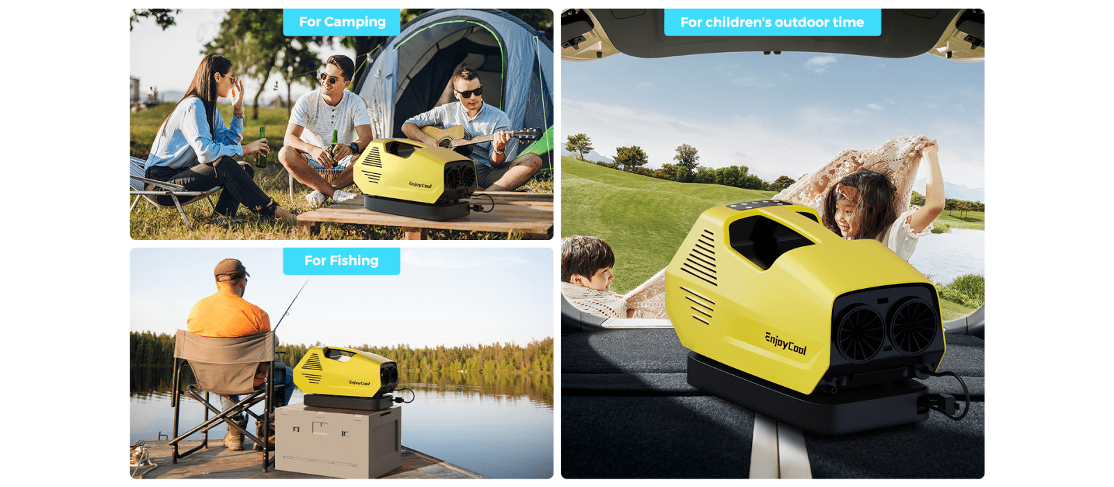 Portable Air Conditioner - Pre-owned Portable AC for Camping, 240W Low Power Consumption Portable AC for Car, Tent, RV, Truck, Outdoor (Yellow) - EnjoyCool