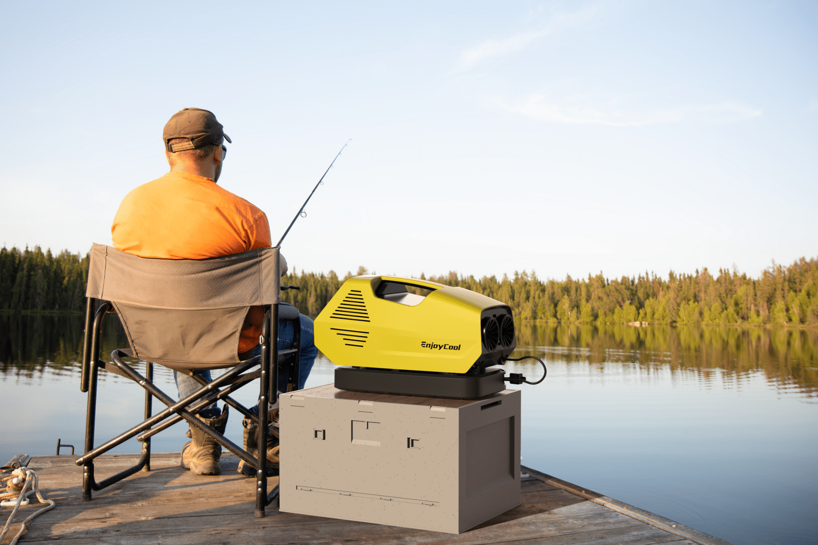 Portable Air Conditioner - Pre-owned Portable AC for Camping, 240W Low Power Consumption Portable AC for Car, Tent, RV, Truck, Outdoor (Yellow) - EnjoyCool